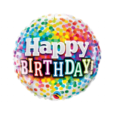 Folieballon Happy Birthday Regenboog Dots