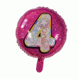 Folieballon Holografisch Cijfer 4 Roze