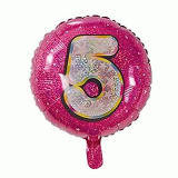 Folieballon Holografisch Cijfer 5 Roze