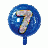 Folieballon Holografisch Cijfer 7 Blauw