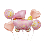 Folieballon Boeket Baby Girl Kinderwagen (5st)