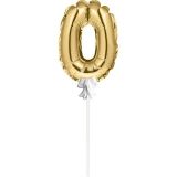 Mini Folieballon Caketopper Goud Cijfer 0
