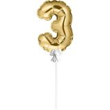 Mini Folieballon Caketopper Goud Cijfer 3