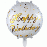 Folieballon Happy Birthday White & Gold 