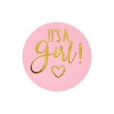 Stickers It's A Girl! Roze/Goud (24st) 