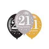 Ballonnen 21 Happy Birthday Sparkling (6st)
