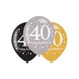 Ballonnen 40 Happy Birthday Sparkling (6st)