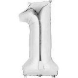 Folie Ballon 1 Zilver 43cm