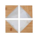 Onderzetter Marmer & Bamboe Rechthoek (4st)