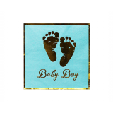 Servetten Baby Boy Voetjes Blauw/Goud (20st)
