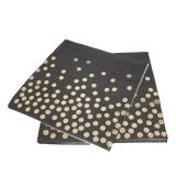Servetten Dots Zwart/Goud (20st)