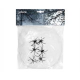 Spinnenweb Wit met 6 spinnen (100gr) 