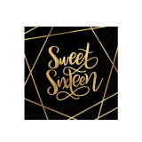 Servetten Sweet Sixteen Zwart/Goud (20st) 
