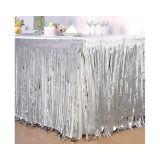 Folie Fringe Tafelrok Zilver (275x74cm) 