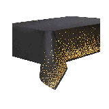 Plastic Tafelkleed Dots Zwart/Goud 