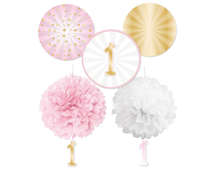 Decoratie Kit 1st Birthday Roze (5st) afbeelding