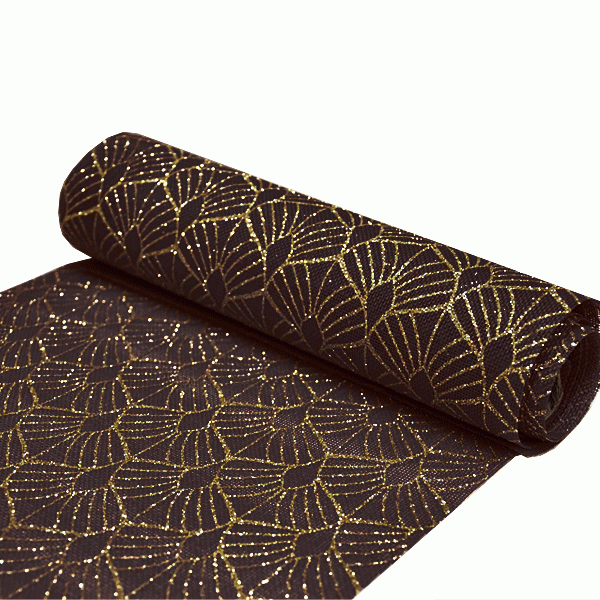 Decoratiestof Leaf Zwart&Goud (28x270cm) afbeelding