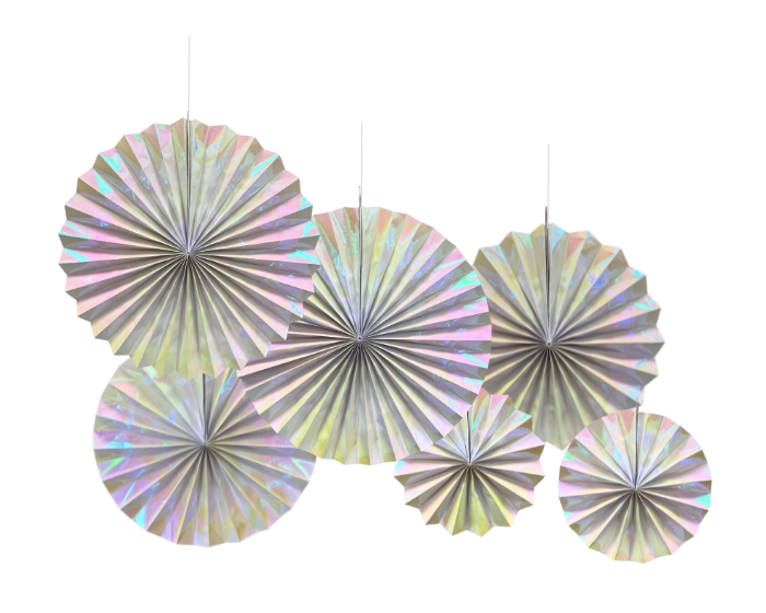 Deco Waaiers Irisdescent - 6 stuks afbeelding