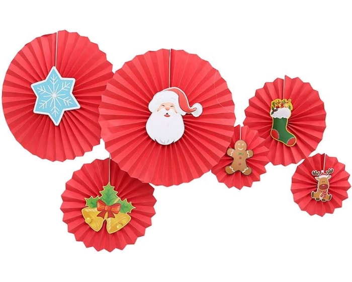 Deco Waaiers Kerst (6st) afbeelding
