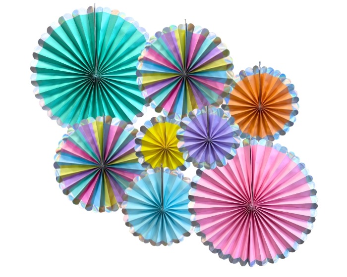 Deco Waaiers Pastel - 8 stuks afbeelding