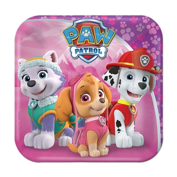 Bordjes Vierkant Paw Patrol Skye&Everest - 18cm - 8 stuks afbeelding