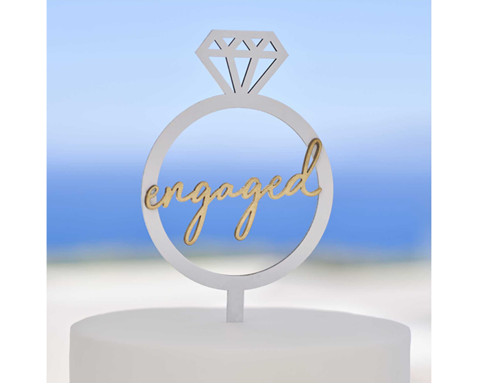 Houten Taarttopper Engament Ring Ginger Ray afbeelding