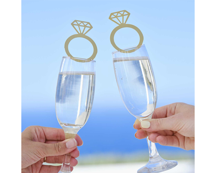 Glasdecoratie Engagement Ring Ginger Ray (6st) afbeelding