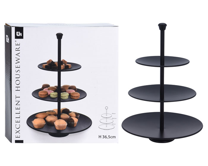 Etagere 3-laags Mat Zwart afbeelding