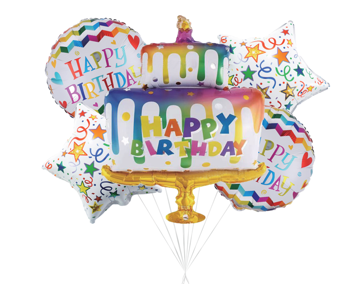 Folieballon Boeket Happy Birthday Taart (5st) afbeelding