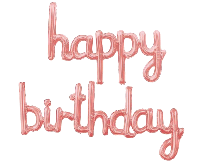 Folieballon Script happy birthday Roségoud afbeelding