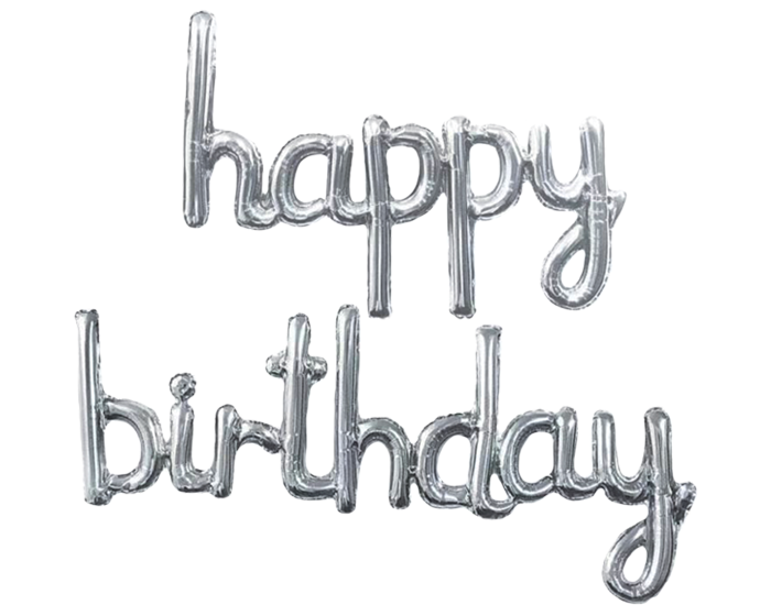 Folieballon Script happy birthday Zilver afbeelding