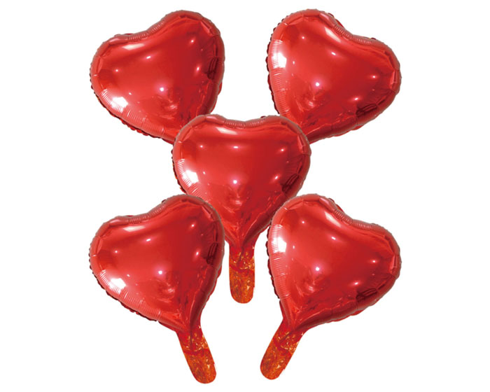 Hartjes Folieballonnen Rood 25cm (5st) afbeelding