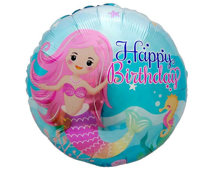 Folieballon Happy Birthday Zeemeermin (45cm) afbeelding