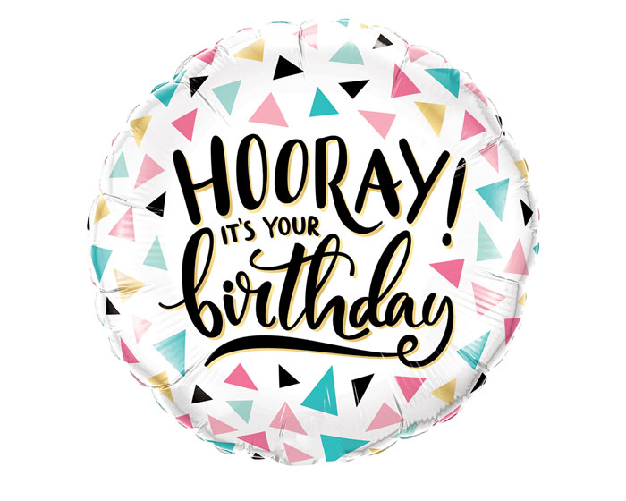Folieballon Hooray! It's Your Birthday (45cm) afbeelding