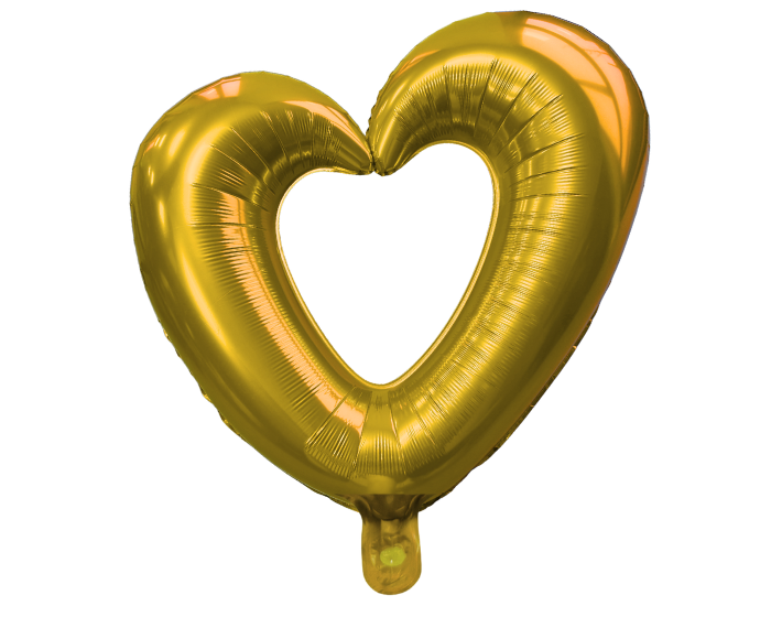 Folieballon Hart Frame Goud - 99x87cm afbeelding