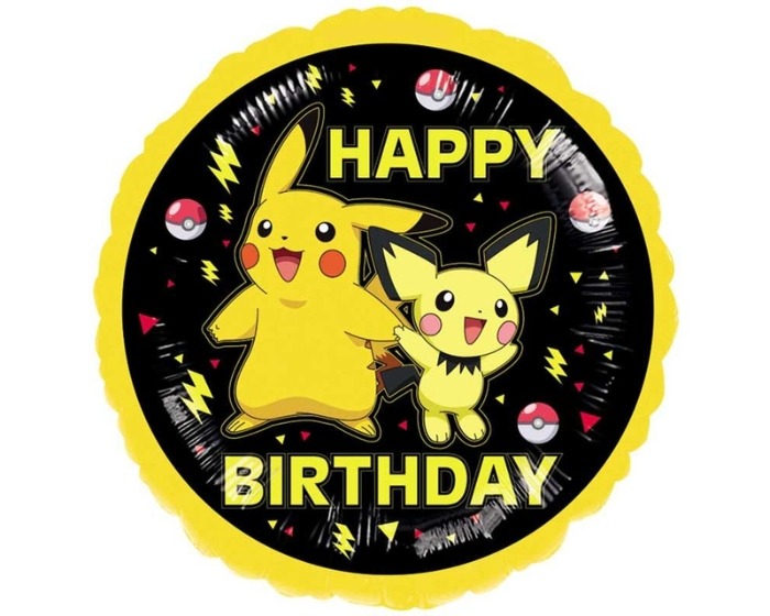 Folieballon Pokemon Happy Birthday Rond - 43cm afbeelding