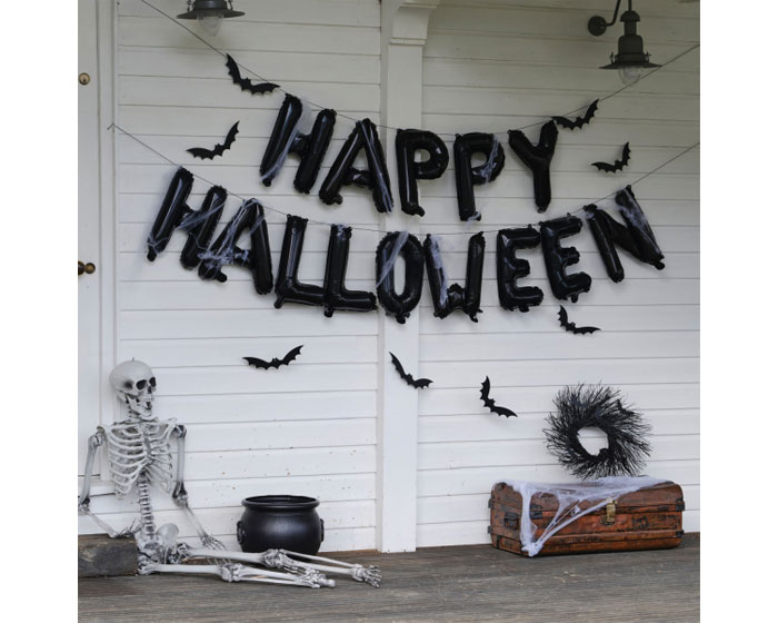 Ballonslinger Happy Halloween met web&vleermuizen Ginger Ray afbeelding