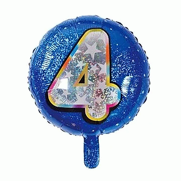 HELIUM Fballon Holografisch Cijfer 4 Blauw (alleen afhalen) afbeelding