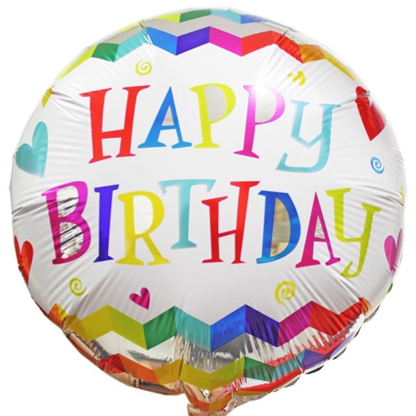 Folieballon Happy Birthday Chevron Heart afbeelding