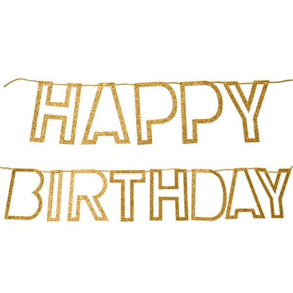 Glitter Slinger Happy Birthday Goud afbeelding