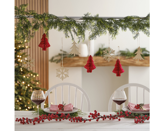 Hangdecoratie Sneeuwvlok&Kerstboom Red Rustic Ginger Ray (10st) afbeelding
