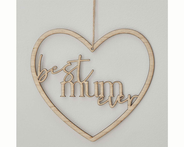 Houten Hanger Best Mum Ever Ginger Ray afbeelding