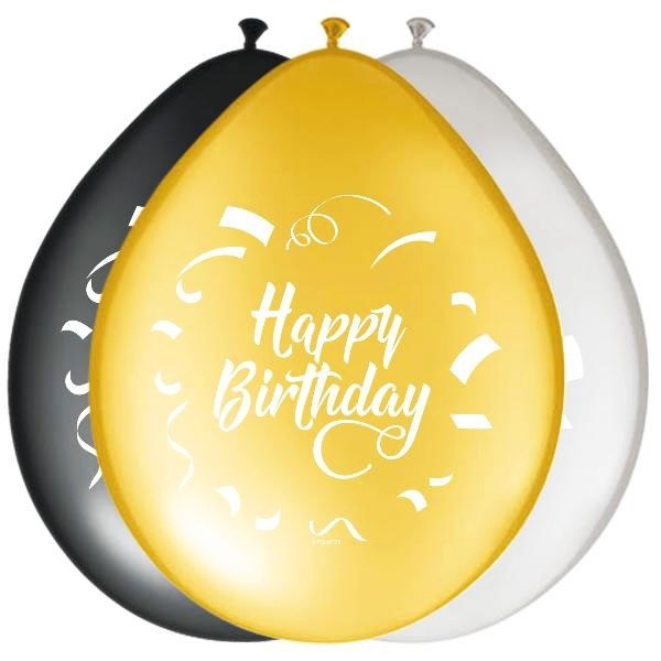 Metallic Ballonnen Happy Birthday (8st) afbeelding
