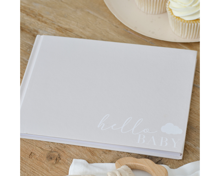 Gastenboek Hello Baby Wit Hardback Ginger Ray afbeelding