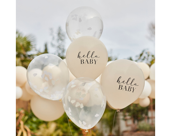 Ballonnen Hello Baby&Wolkjes Confetti Ginger Ray (5st) afbeelding