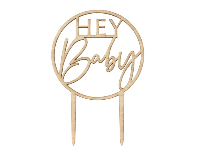Houten Taarttopper Hey Baby Ginger Ray afbeelding