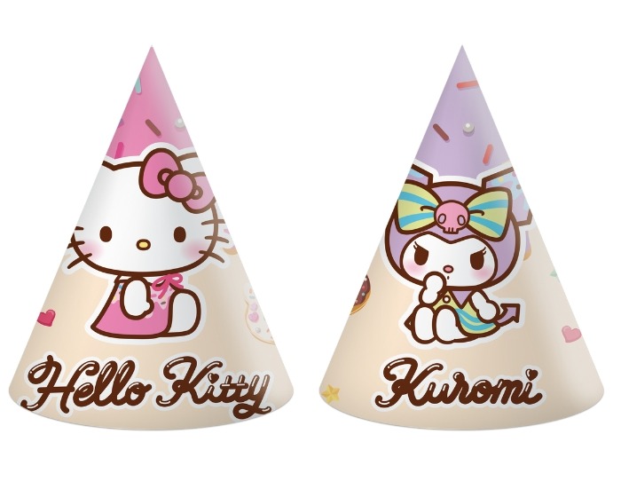 Feesthoedjes Hello Kitty&Kuromi - 6 stuks afbeelding