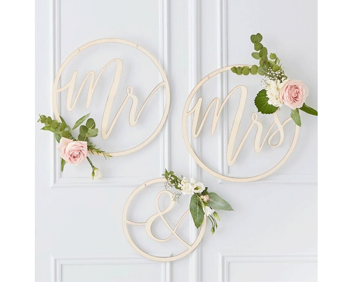 * Houten Decoratieringen Mr&Mrs Ginger Ray afbeelding