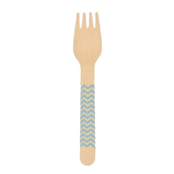 Houten Vorken Blauw (10st) afbeelding