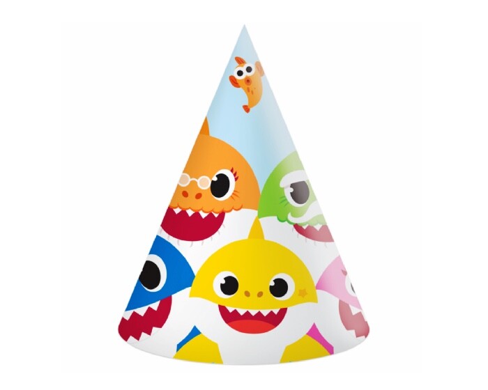 Feesthoedjes Baby Shark - 6 stuks afbeelding